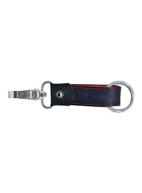 Pack Billetera-Llavero, 100% Cuero Negro-Rojo-4