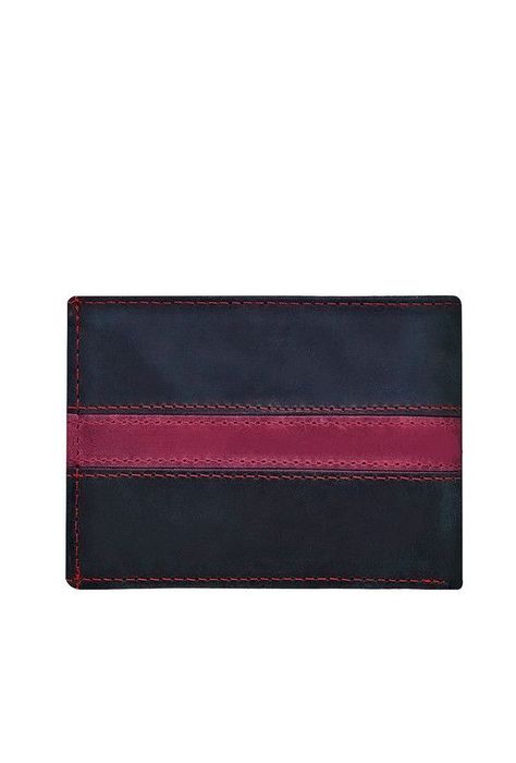 Pack Hombre Billetera-Llavero, 100% Cuero Negro-Rojo Riviera-2