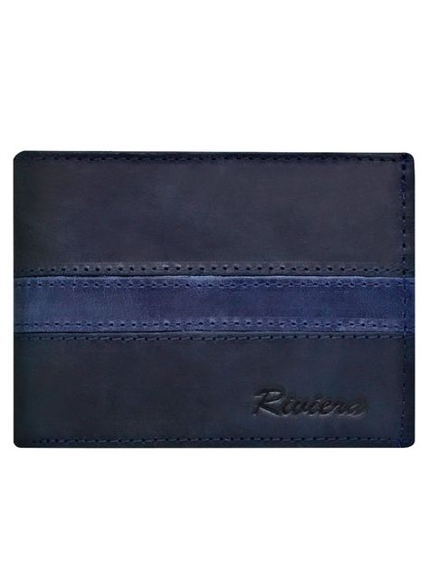 Pack Billetera-Llavero, 100% Cuero Negro-Azul.-1