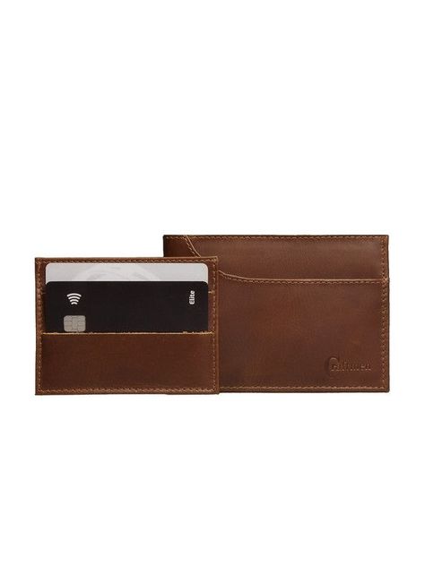 Billetera con tarjetero Cratmen 100% cuero genuino café claro-3