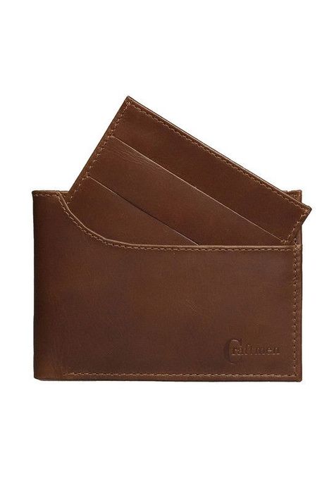 Billetera con tarjetero 100% cuero natural café claro Cox Craftmen-0
