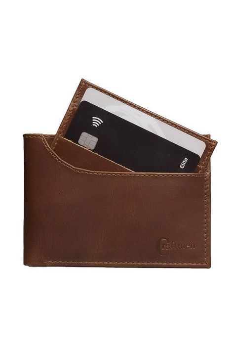Billetera con tarjetero 100% cuero natural café claro Cox Craftmen-4
