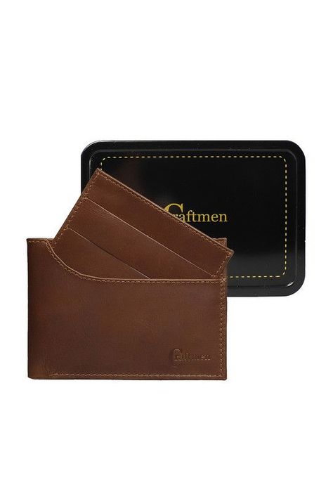 Billetera con tarjetero 100% cuero natural café claro Cox Craftmen-5