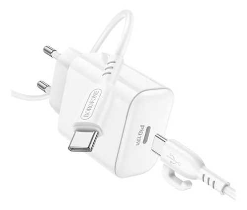 Cargador Borofone BA81A Type-C a Type-C 20W Color Blanco 3.2a-1