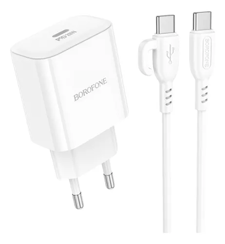 Cargador Borofone BA81A Type-C a Type-C 20W Color Blanco 3.2a-2