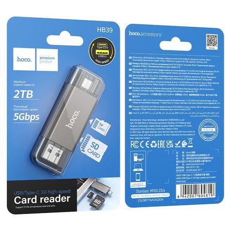 Lector de tarjeta micro SD y SSD Hoco HB39-4