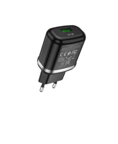 Cargador Hoco C12Q USB 3.0 certificado negro-1