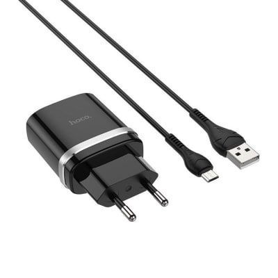 Cargador Micro USB hoco C12q 3.0 negro-1