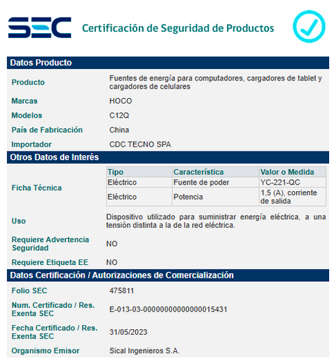 Cargador Micro USB hoco C12q 3.0 negro-2