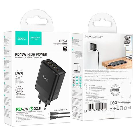 Cargador de pared Hoco C127A USB-C de 45W QC3.0-5