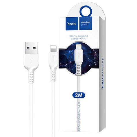 Cable Hoco x20 USB a lightning blanco 2m-3