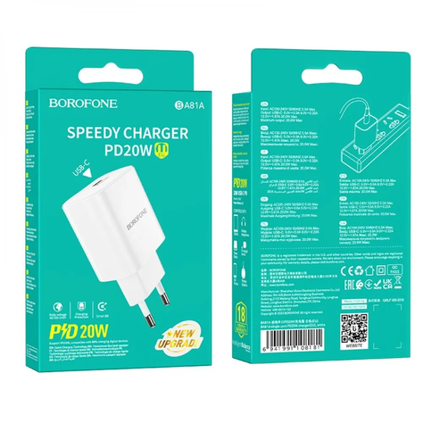 Cargador de pared USB-C Borofone BA81A 20W-3