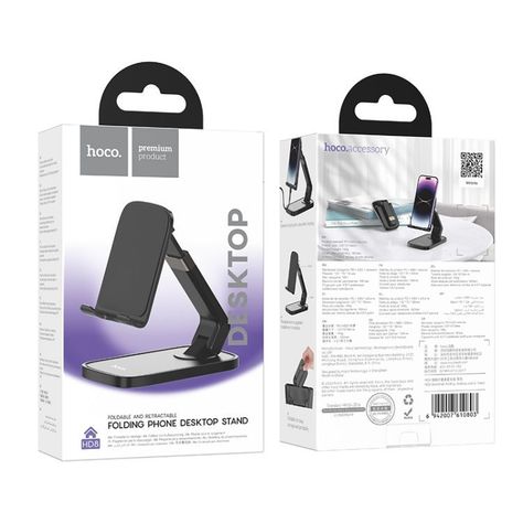 Soporte de celular Hoco HD8 Blackfish para escritorio Negro-4