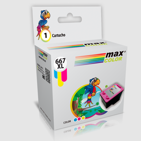 Cartucho Maxcolor HP MCI-667 XXL Amarillo, azul y rosado-0