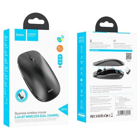Mouse inalámbrico de doble modo US-B Y Bluetooth Hoco GM15 negro-3
