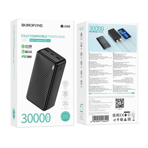 Batería externa Borofone BJ56B, Graceful, 30000 mAh PD 20W-3