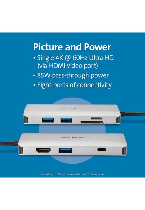 Dock Móvil Kensington USB-C sin Driver 8 en 1 UH1400P-0