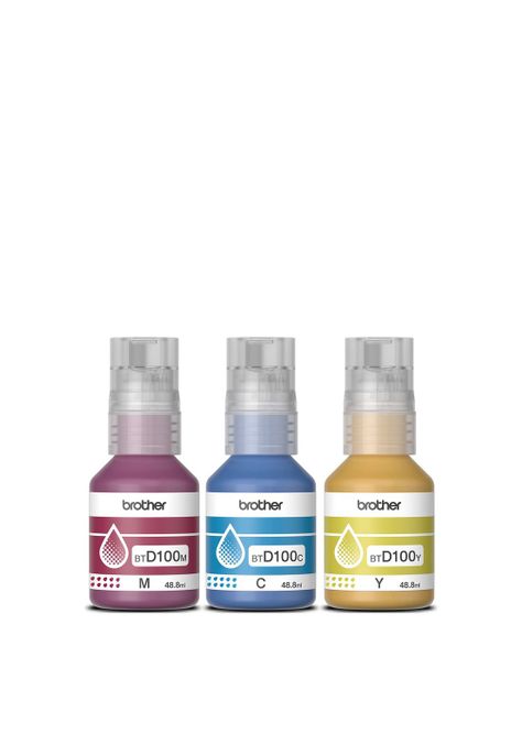Pack Tintas Brother BTD100 - Cian, Magenta y Amarillo-1
