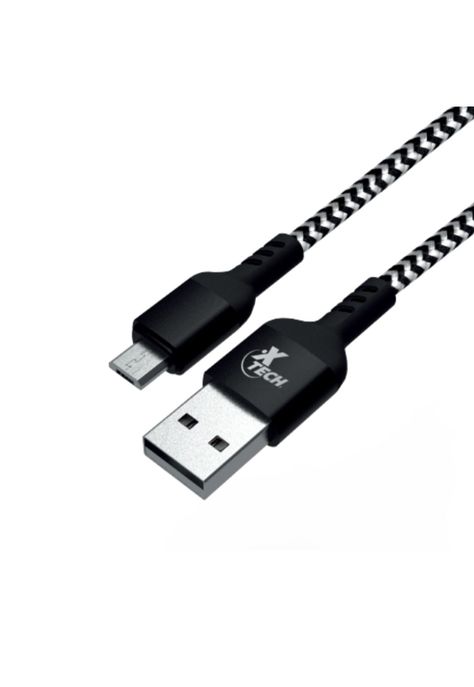 Cable Xtech USB-A a micro-USB 1.8 m Trenzado Negro/Blanco-0