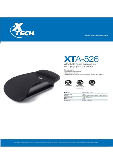 Mouse pad con apoya muñeca xtech-3