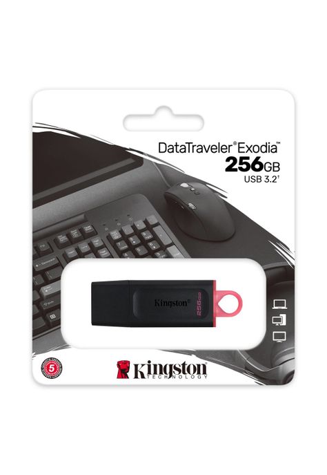 Pendrive KNG 256GB USB 3.2 G1 DataTraveler Exodia Negro-Rosa-0