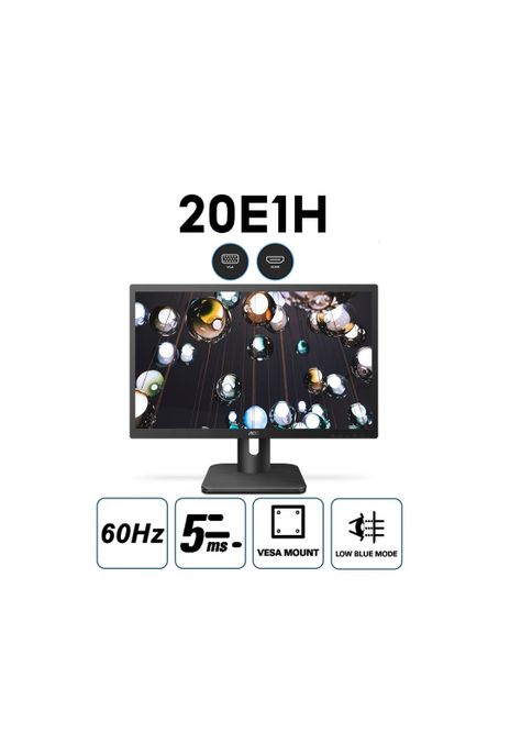 Monitor AOC 20" 20E1H HD 1600x900 Flicker Free HDMI VGA-1