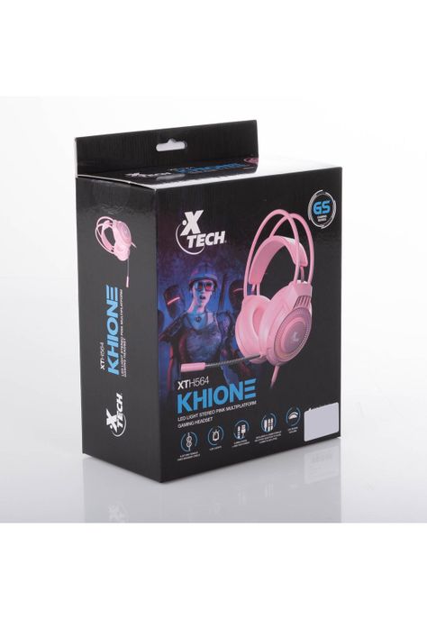 Audífonos Gaming Khione Xtech Alámbricos Micrófono Rosa-2