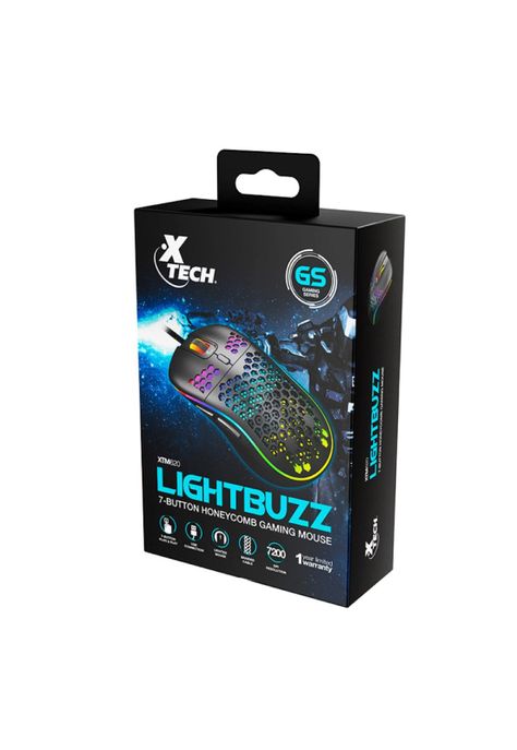 Mouse Gamer Xtech Lightbuzz Wired RGB 7200 dpi USB-3