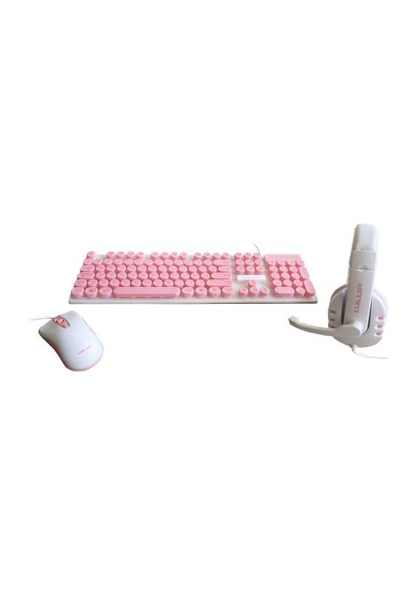 Kit Gamer Vivitar LvlUp Teclado+Mouse+Audífonos USB Rosa-0