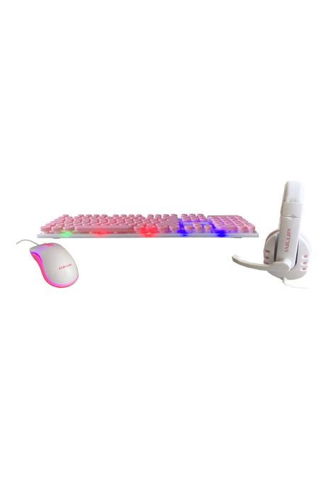 Kit Gamer Vivitar LvlUp Teclado+Mouse+Audífonos USB Rosa-1