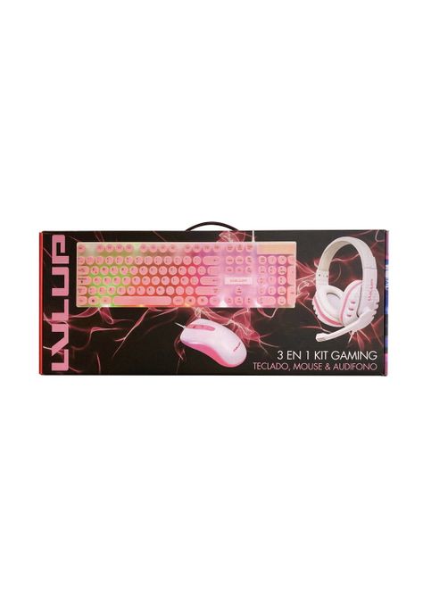 Kit Gamer Vivitar LvlUp Teclado+Mouse+Audífonos USB Rosa-4