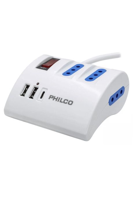 Alargador con protector sobrevoltaje Philco 1.5M USB USB-C-0