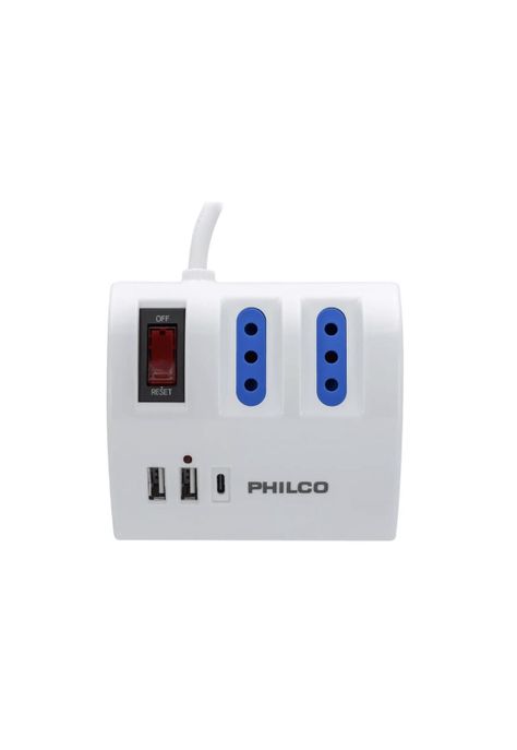 Alargador con protector sobrevoltaje Philco 1.5M USB USB-C-2