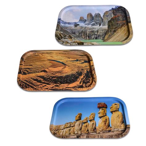 Set De 3 Bandejas Con Paisajes De Chile N3-0