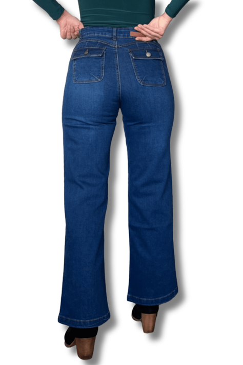 Jeans wide leg azul marino corte recto-1