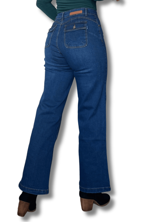 Jeans wide leg azul marino corte recto-4