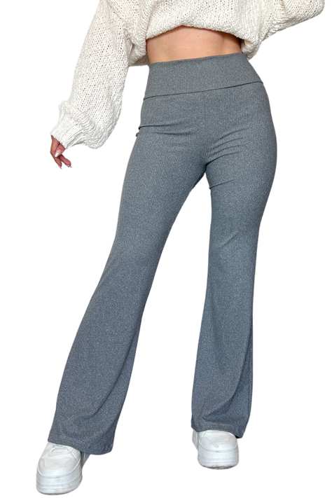 Pants flare mujer de algodón tiro alto y elasticados-0