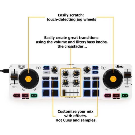 Controlador DJ Hercules DJControl Mix, Android / iOS Compatible-2