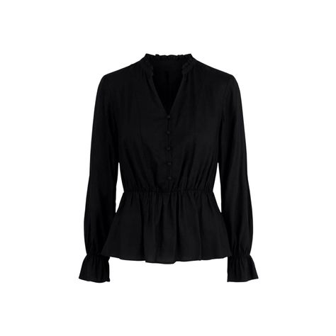 Blusa Volantes Negra Viscosa Mujer Tchibo-0