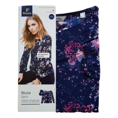 Blusa con Borde de Volantes Floreada Mujer-0