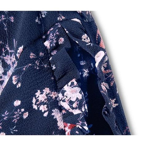Blusa con Borde de Volantes Floreada Mujer-4