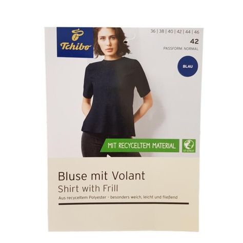 Blusa con Volante Azul Mujer-1