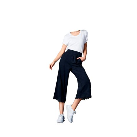 Pantalon Culottes Con Bordado Algodon Mujer Tchibo-3