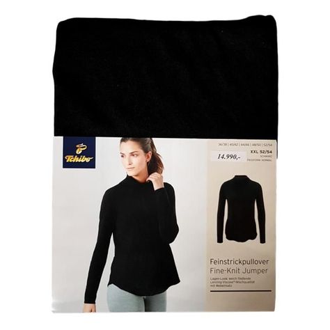Suéter de punto fino negro mujer-0