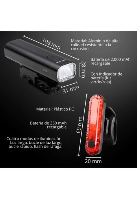 Luces Recargables para Bicicleta Delantera y Trasera Premium-1
