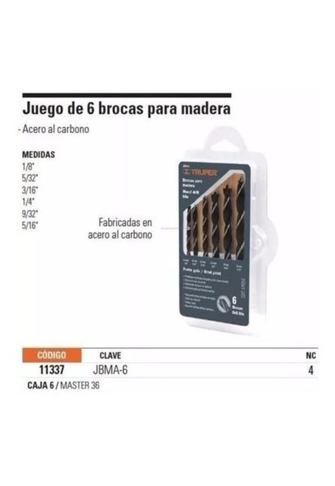 Brocas Para Madera Truper 6pzs-1