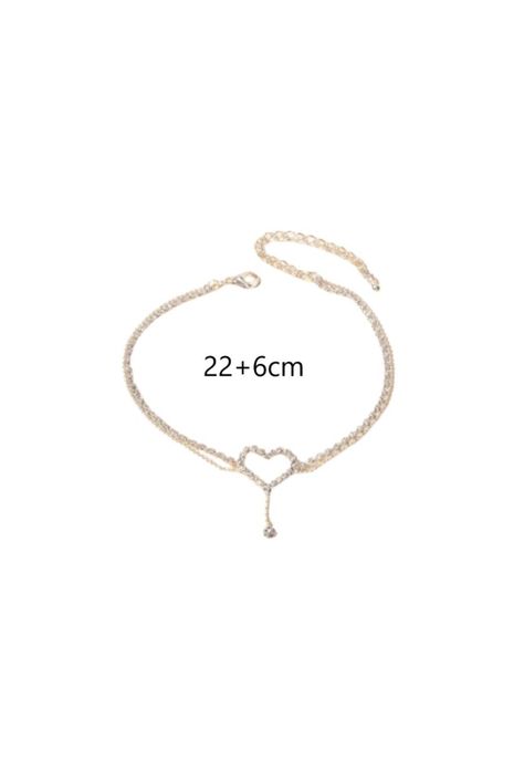 Pulsera Tobillera diamante de imitación adorno de corazón-1