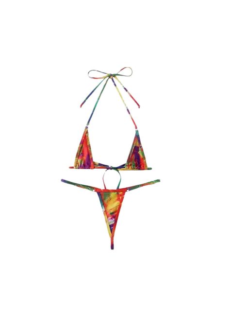 Traje Baño Bikini Micro Triángulo Con Estampado Muy Sexi-0