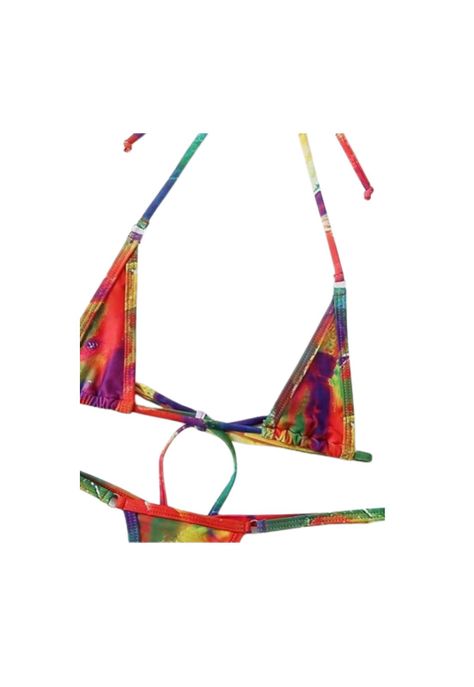 Traje Baño Bikini Micro Triángulo Con Estampado Muy Sexi-7