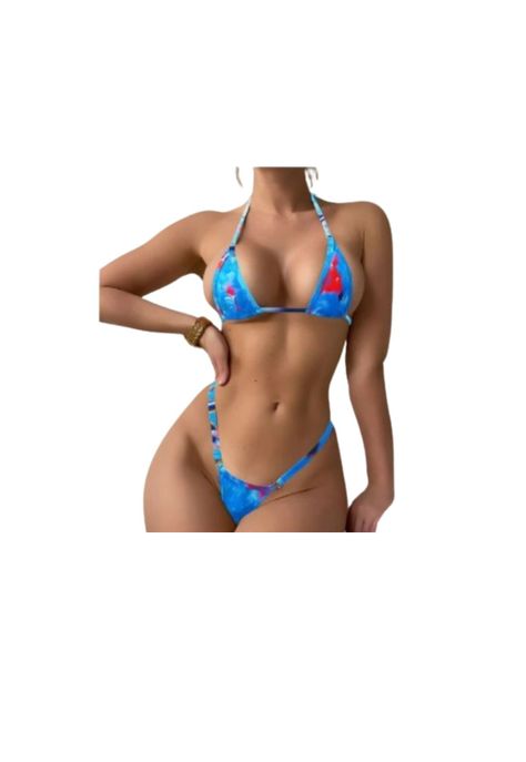 Traje Baño Bikini Micro Triángulo Con Estampado Muy Sexi-8